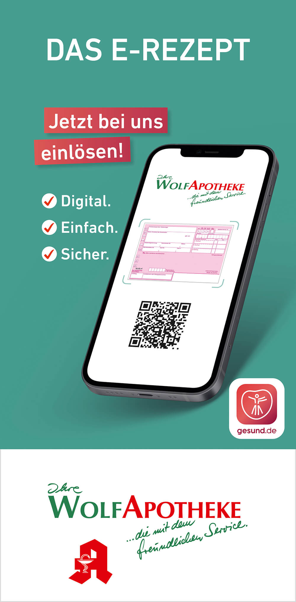 Flyer Das E-Rezept Titelblatt Wolf Apotheke