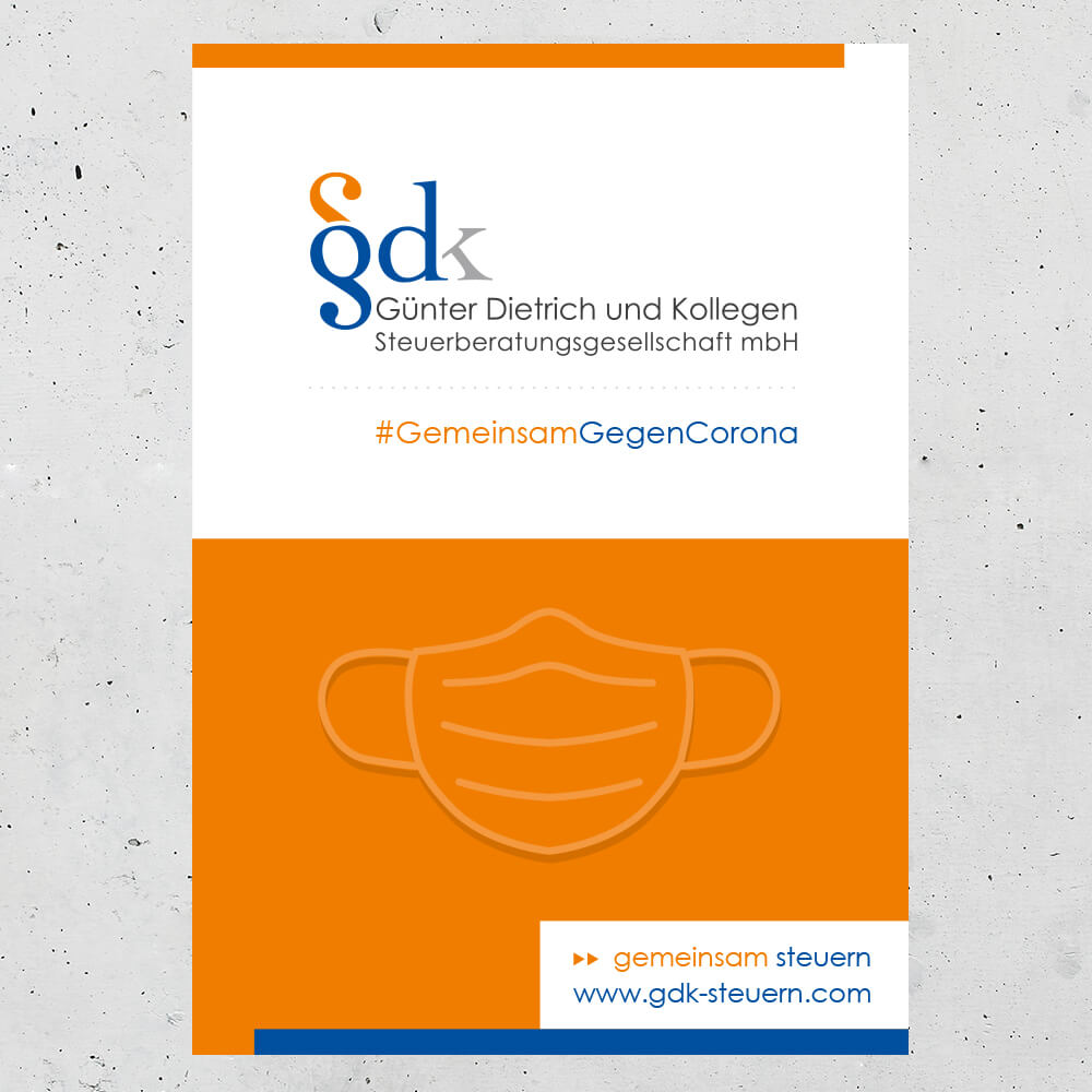 Plakat #GemeinsamGegenCorona Günter Dietrich und Kollegen Steuerberatungsgesellschaft mbH