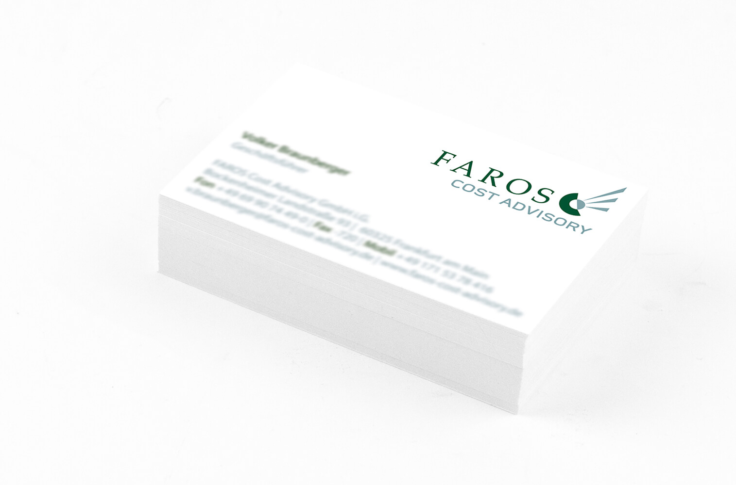 Visitenkarten für Logo für FAROS Cost Advisory GmbH
