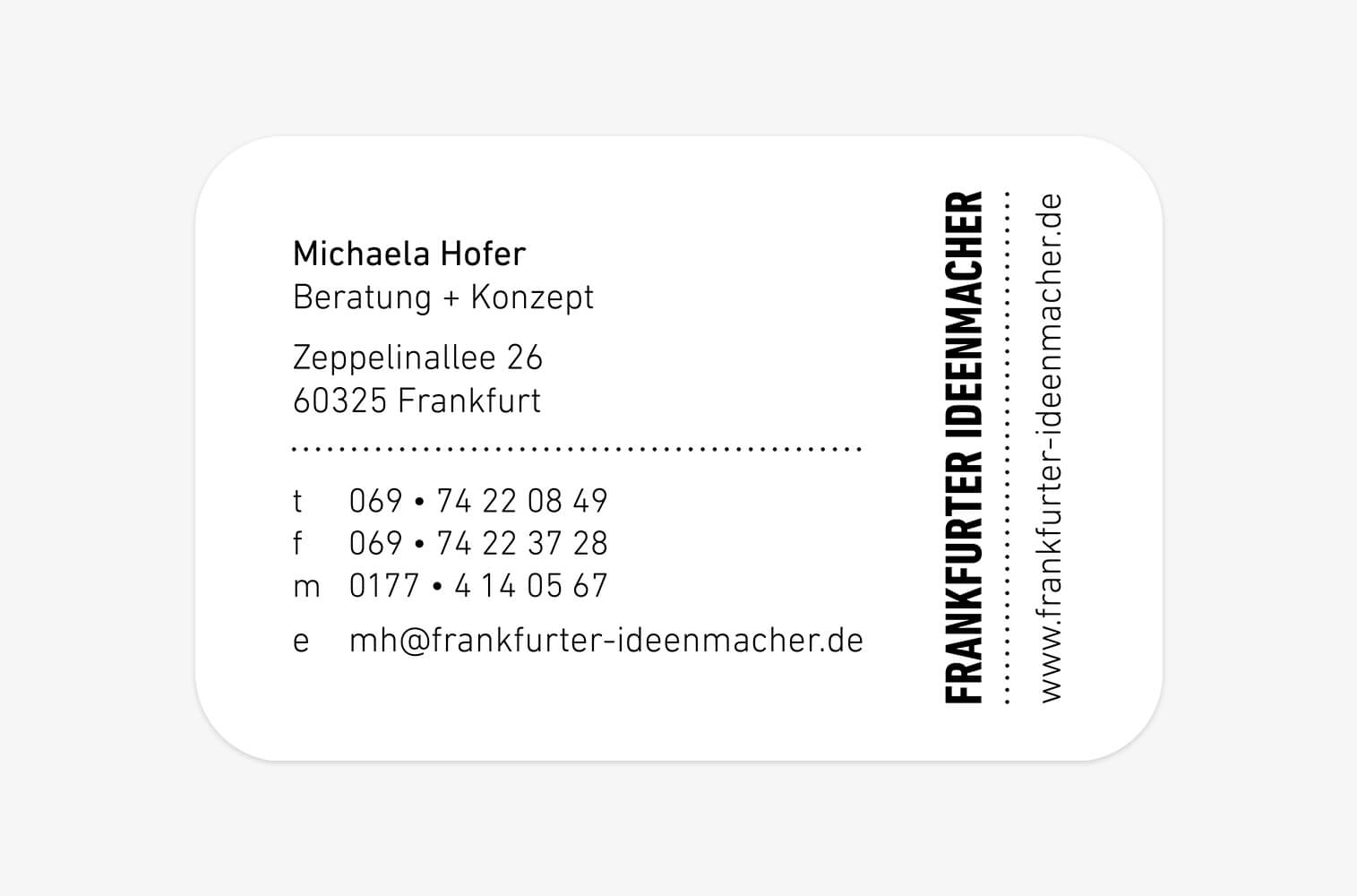 Visitenkarte Vorderseite FRANKFURTER IDEENMACHER