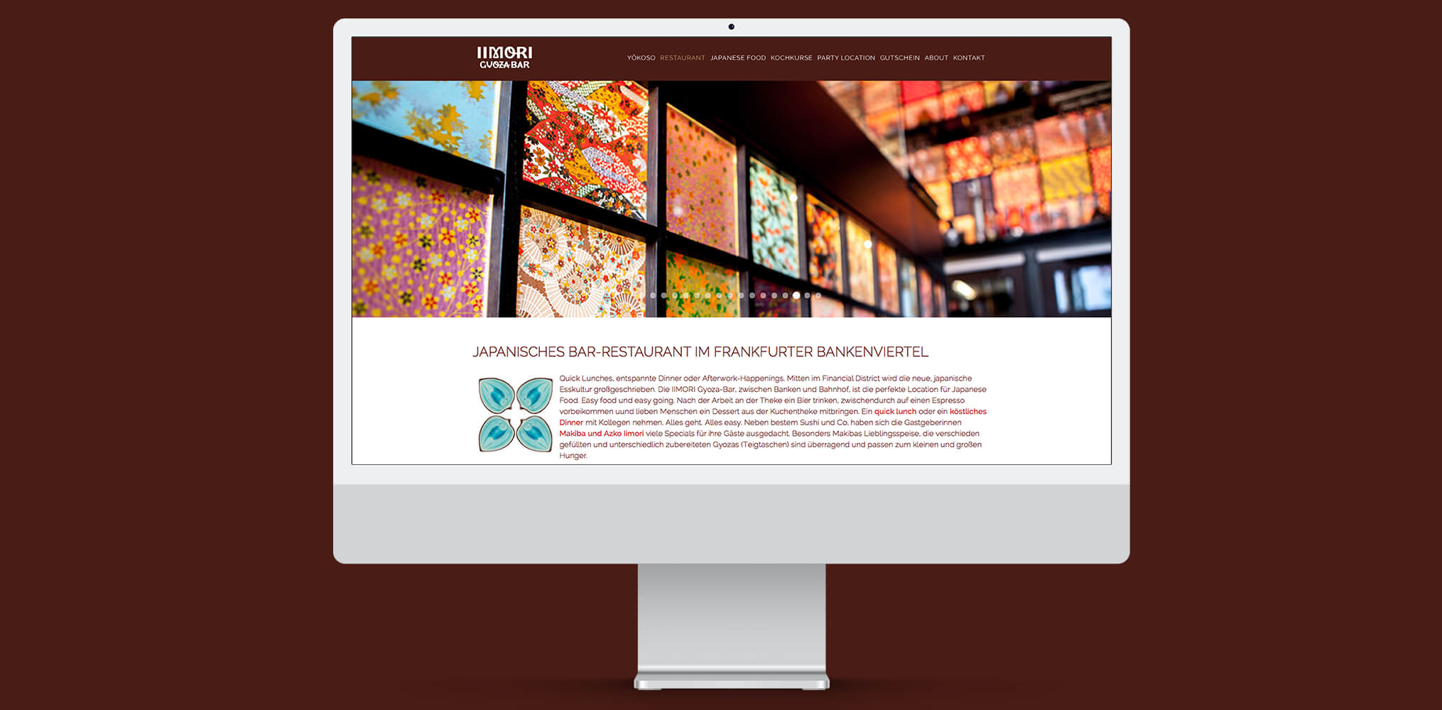 Markenkuss Referenzen: Website für IIMORI Gyoza Bar