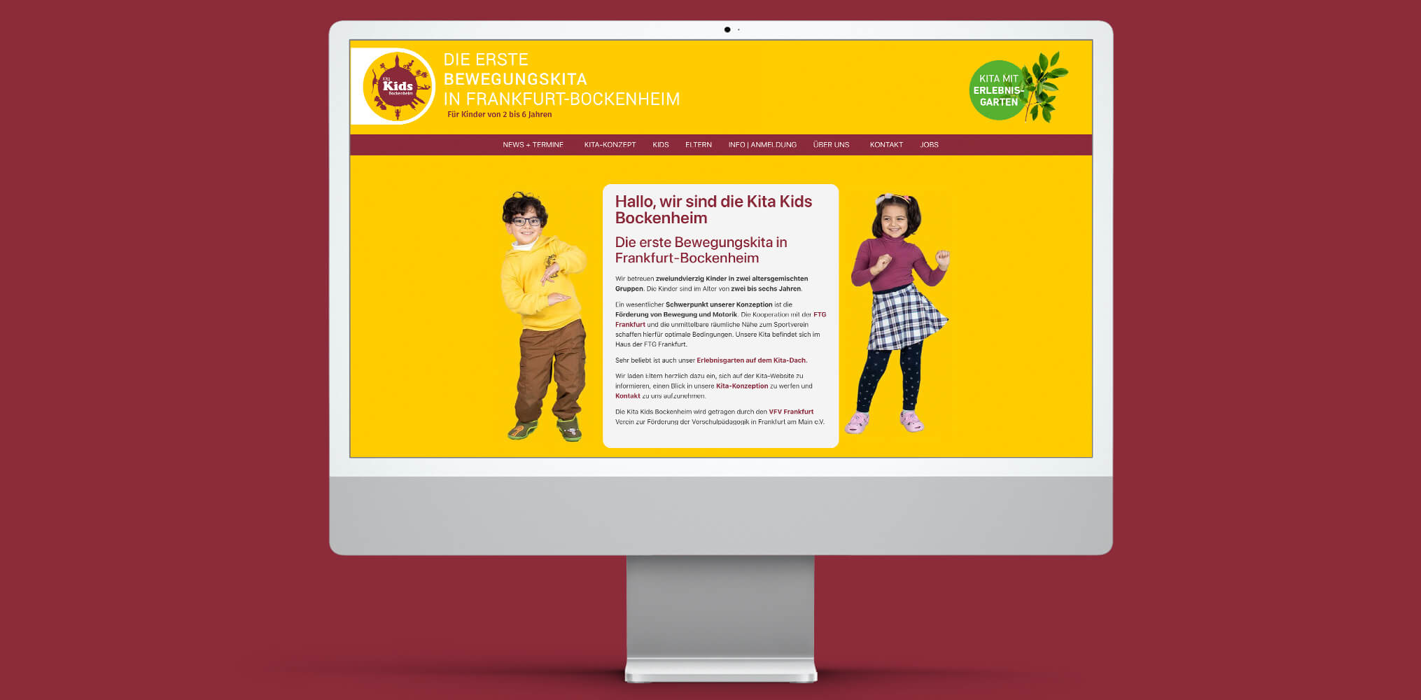 Markenkuss Referenzen: Website für Kita Kids Bockenheim