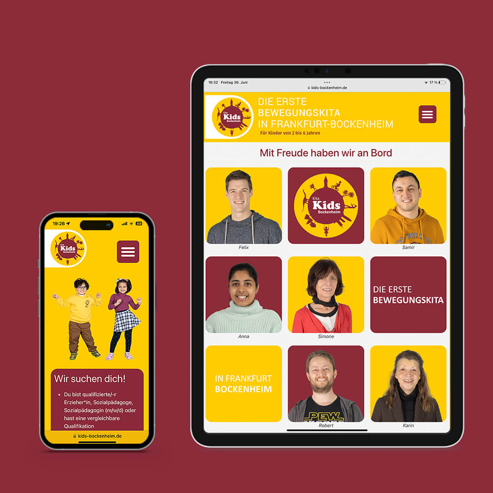 Markenkuss Referenzen: Website mobil für Kita Kids Bockenheim