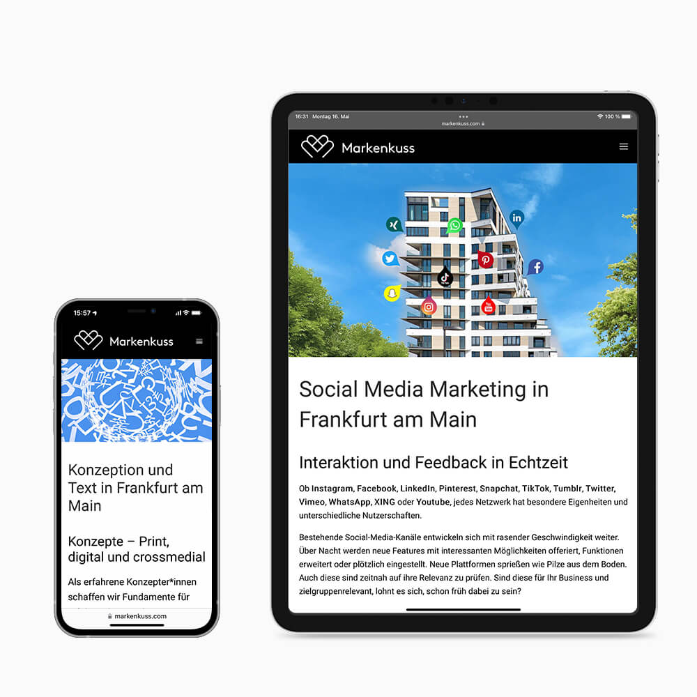 Markenkuss Website mobile Ansicht