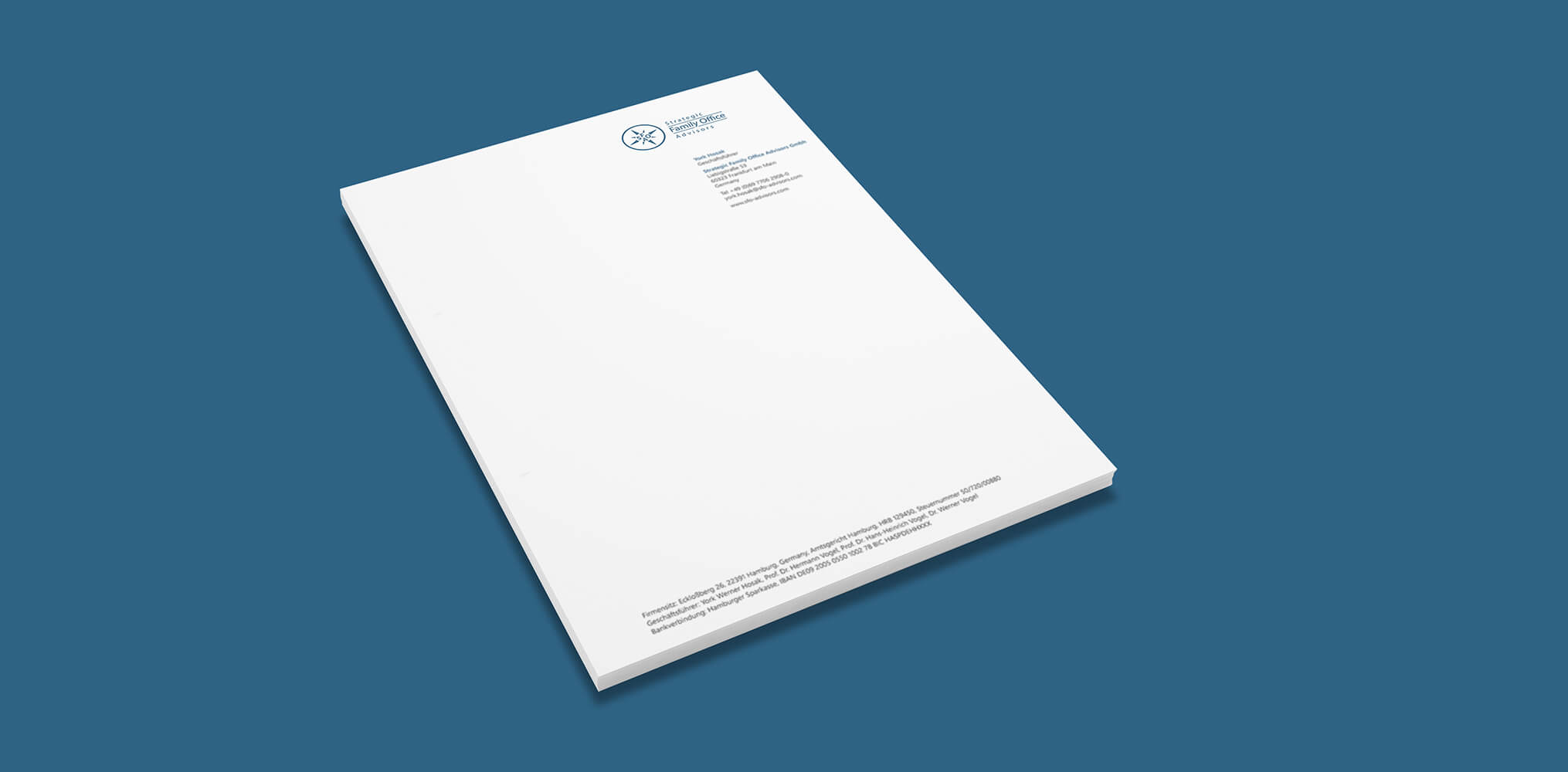 Briefbogen Geschäftspapier Strategic Family Office Advisors GmbH