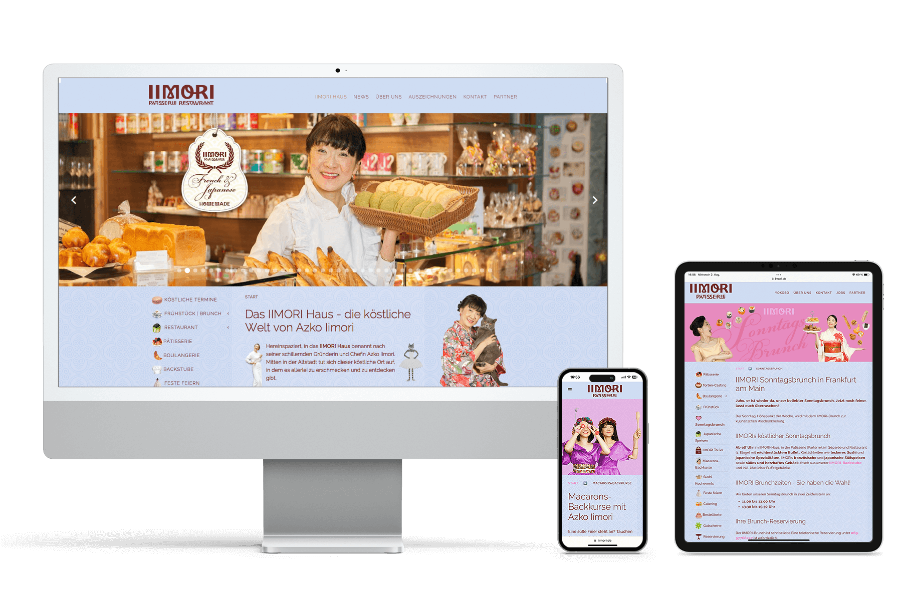 Markenkuss Referenzen: Website für IIMORI Patisserie und Restaurant