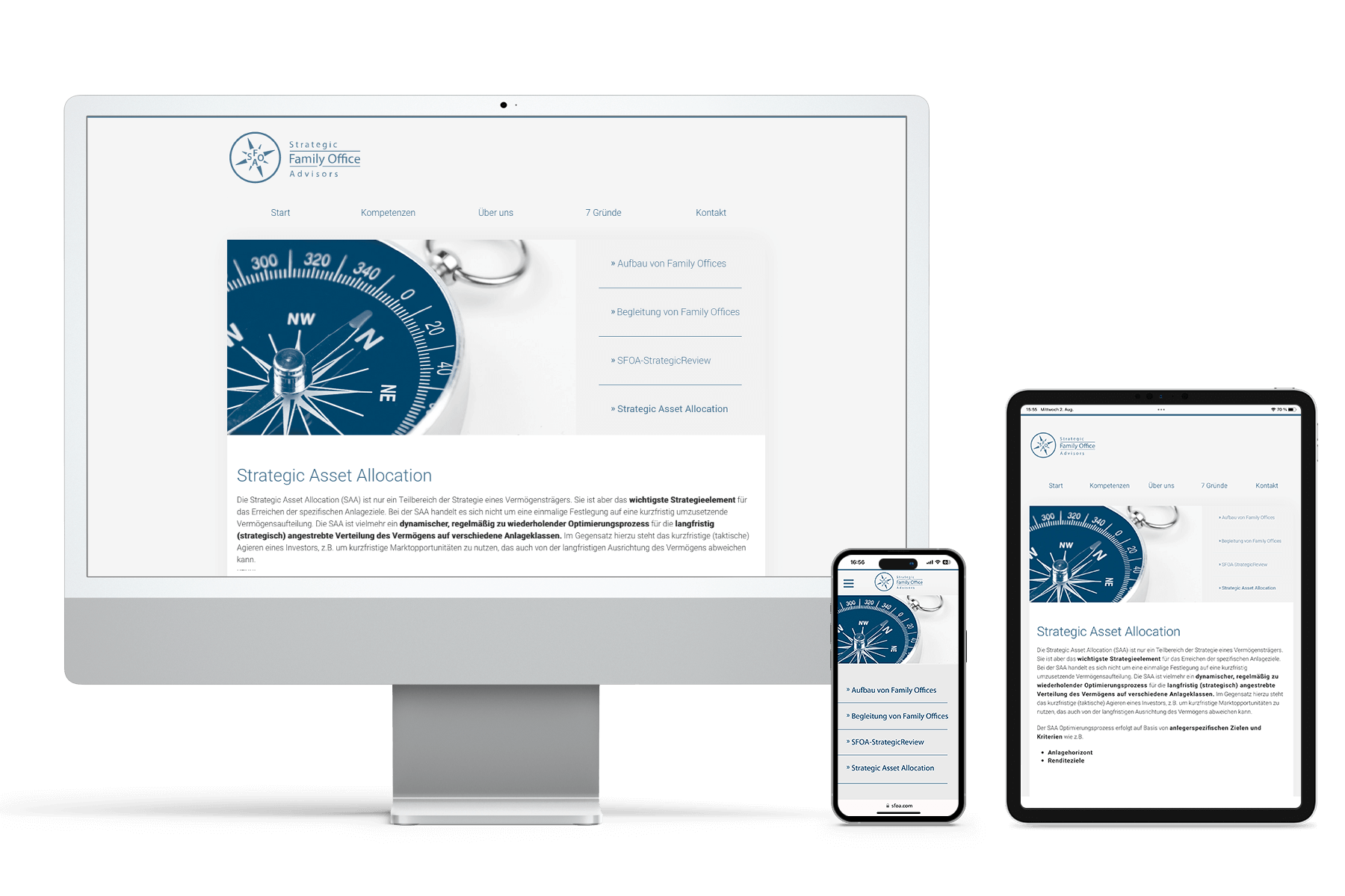 Markenkuss Referenzen: Website für Strategic Family Office Advisors GmbH
