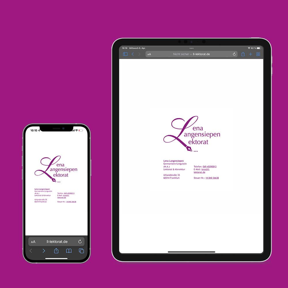 Website mobil für Lena Langensiepen - Lektorat & Korrektur 