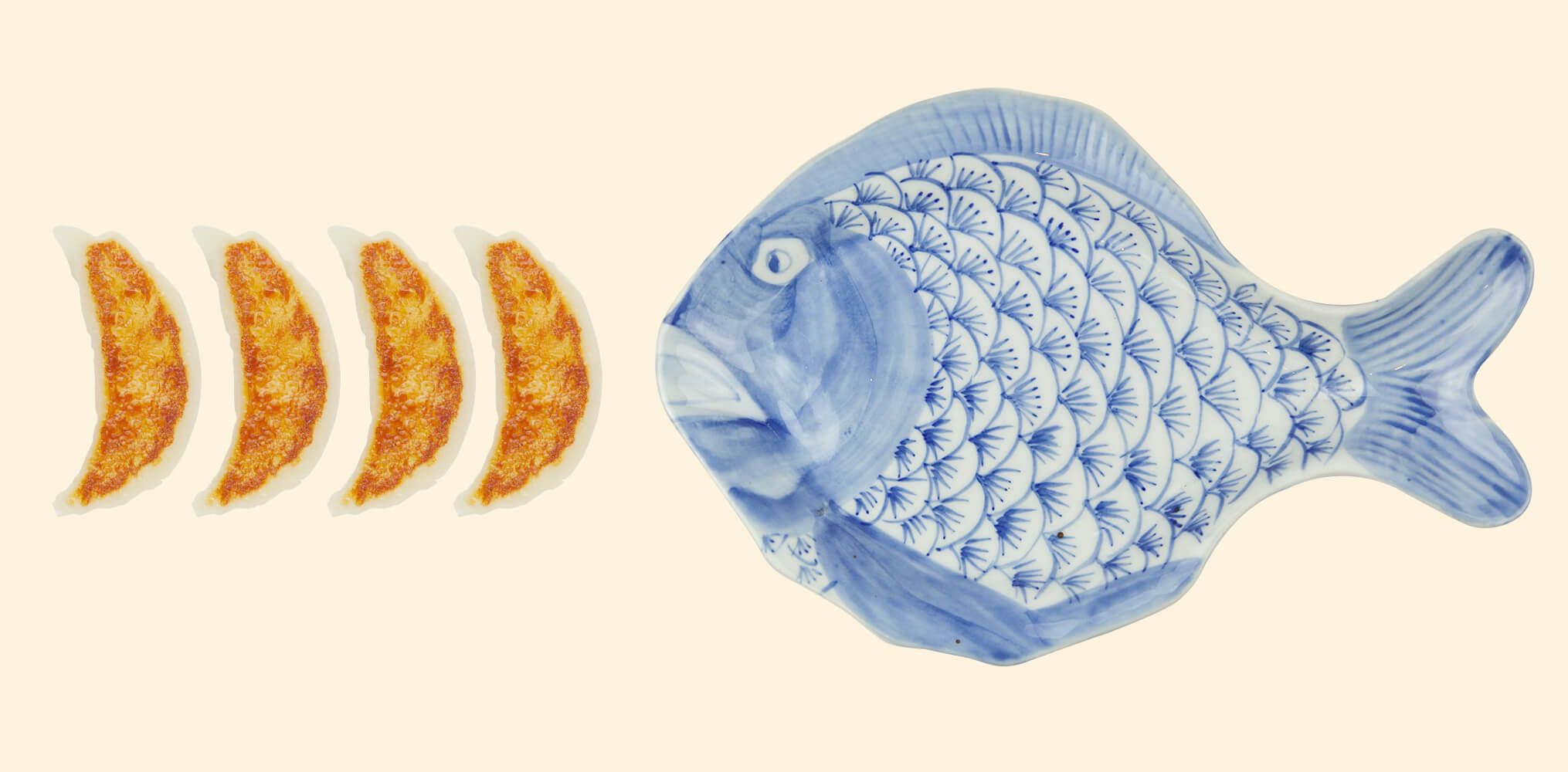 Markenkuss Referenzen: Fotografie und Bildkomposition Frisch gebackene Gyoza mit Porzellanfisch für IIMORI Gyoza Bar
